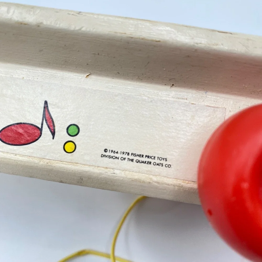 Vintage Fisher Price Wooden Pull Toy Xylophone 14
